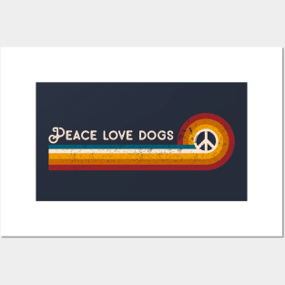 Retro Stripes Peace Love Dogs Posters and Art